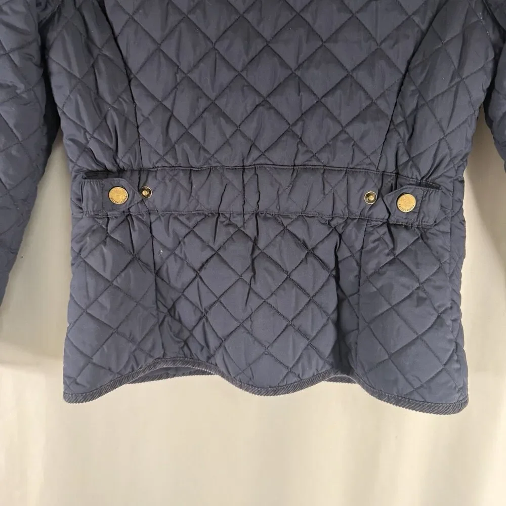 Ralph Lauren Jacket Girls Large 12-14 Black Snap Front Light Puffer Pockets